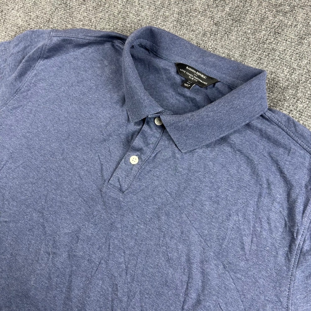 Banana Republic Luxe Touch Performance Polo Shirt Mens XL Tall Blue Slim Fit
